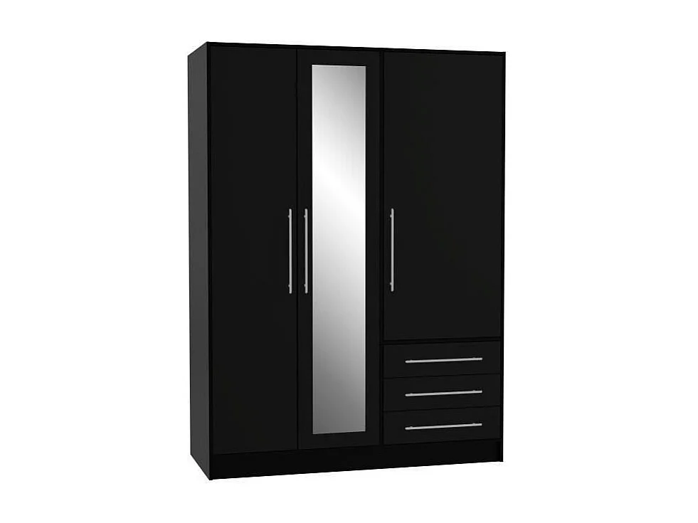 Armoire - Bois aggloméré noir - Contemporain - Chambre - L 144,6 cm