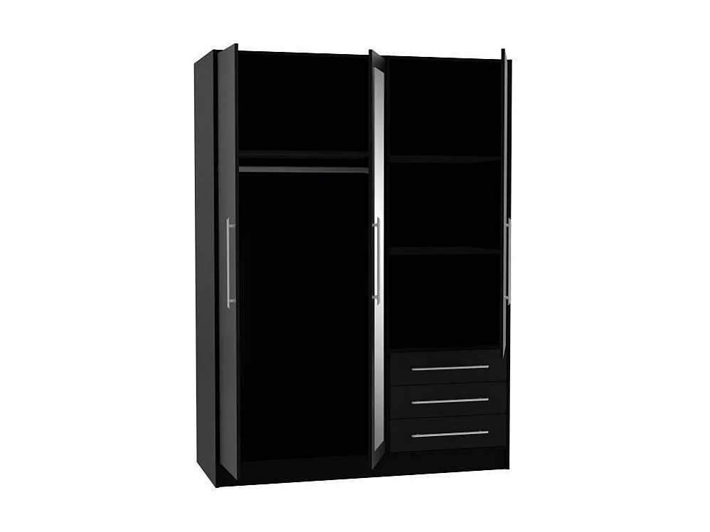 Armoire - Bois aggloméré noir - Contemporain - Chambre - L 144,6 cm