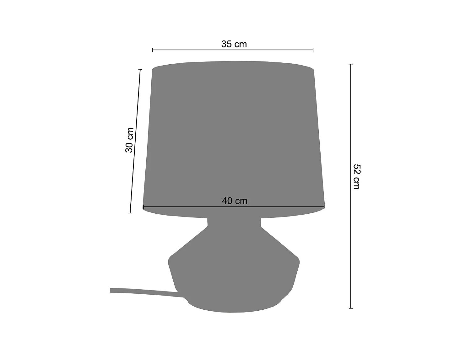 Lampe de salon vase, verre  doré 52 cm.