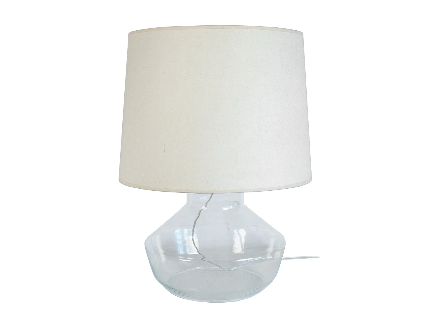 Lampe de salon vase verre  transparent  52 cm.