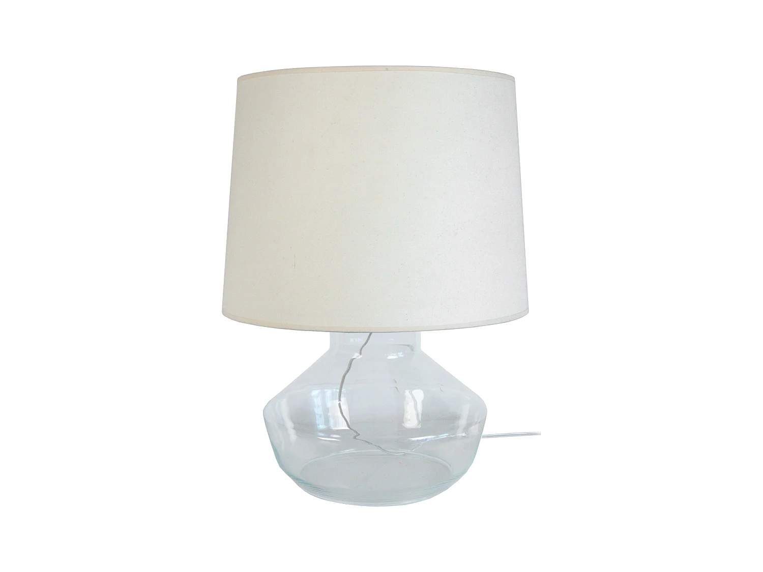 Lampe de salon vase verre  transparent  52 cm.