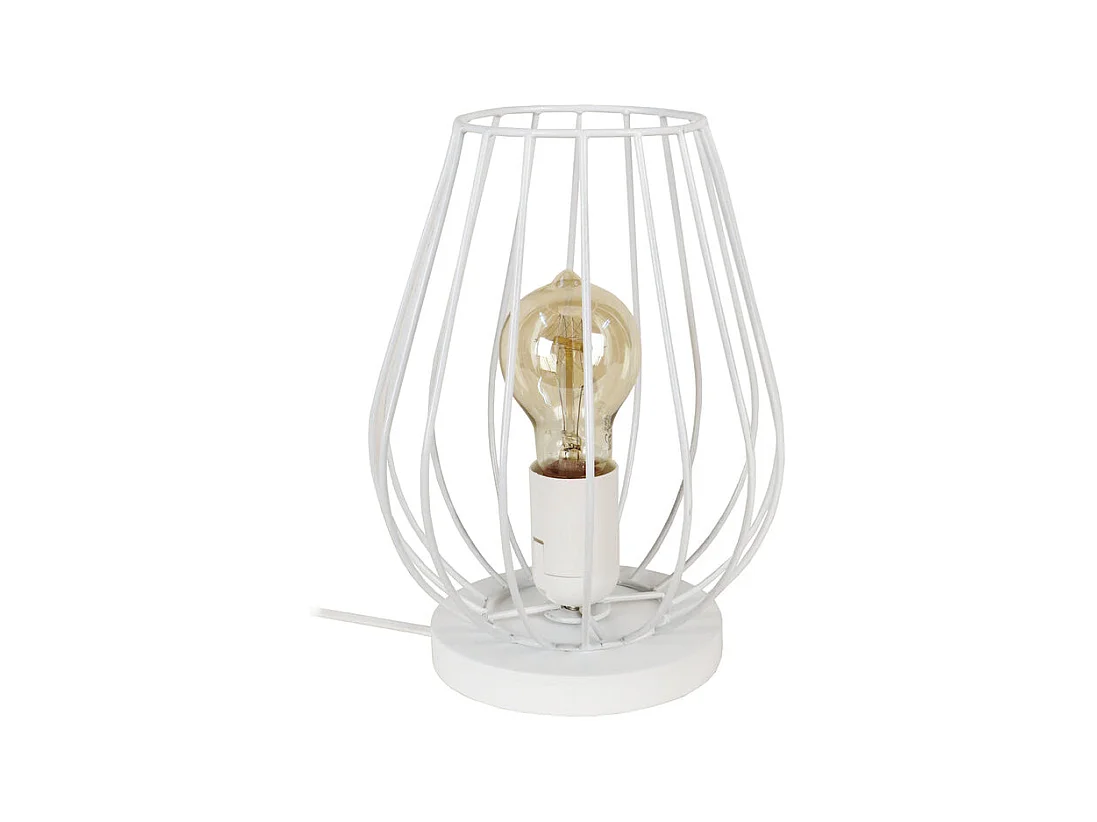Lampe de Chevet TOSEL ,bois,Blanc  ,H25xD18xP18cm