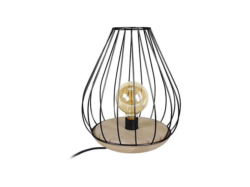 Lampe de Chevet TOSEL ,bois,naturel,H35xD25xP25 cm
