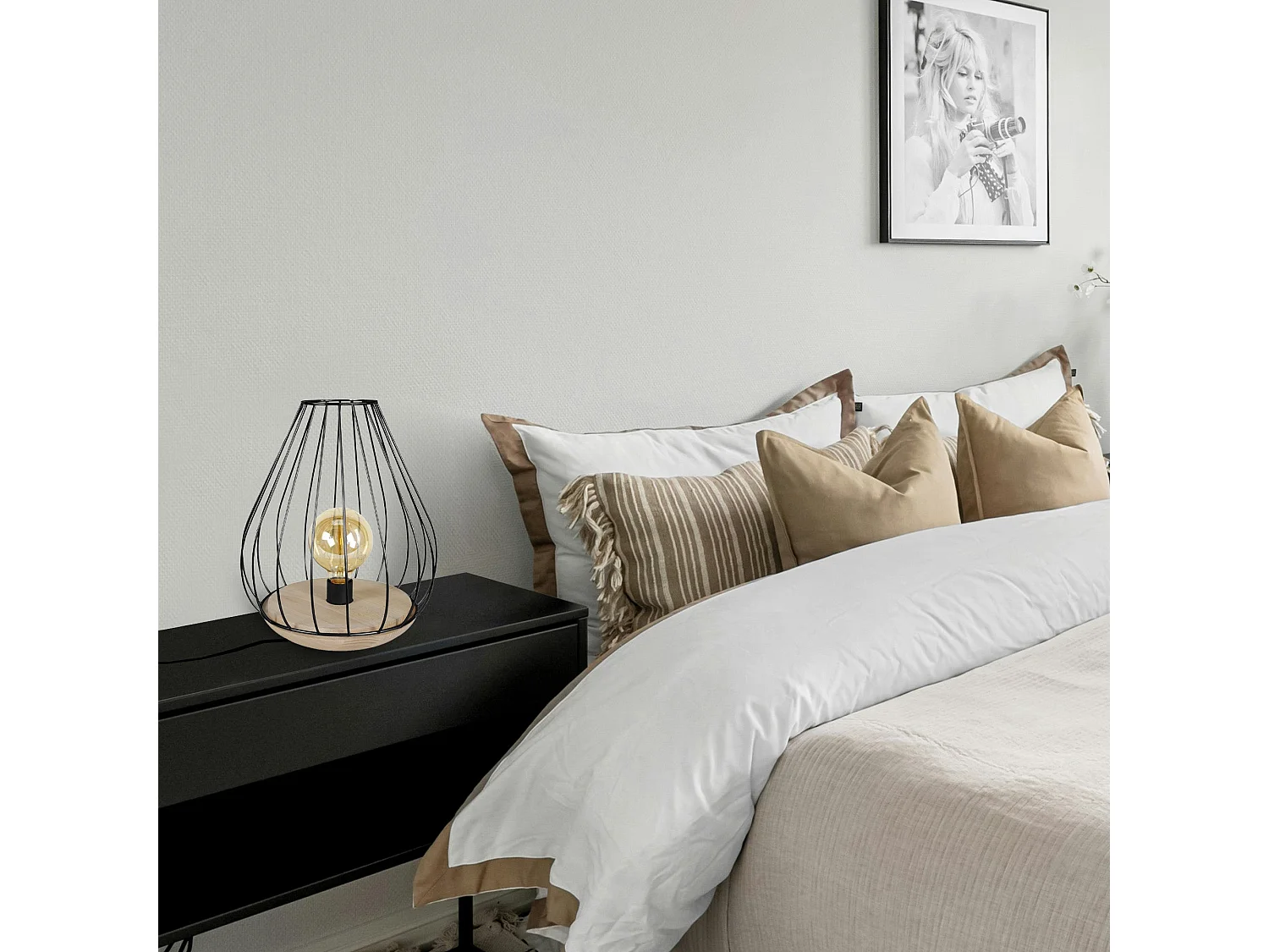 Lampe de Chevet TOSEL ,bois,naturel,H35xD25xP25 cm