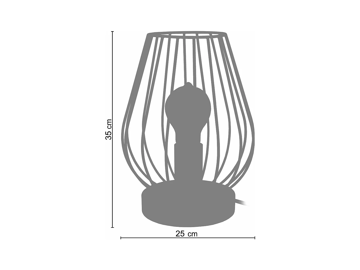 Lampe de chevet bois filaire,marron 35 cm.