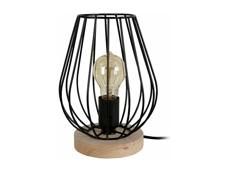 Abajur TOSEL BOIS BOULE lâmpada decorativa globo natural D11 x  H21  cm