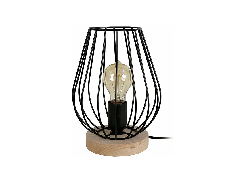Lampe de chevet filaire bois  naturel 25 cm.