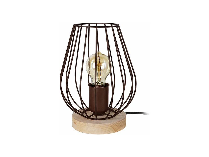 Lampe de chevet filaire bois  bois marron 25 cm.