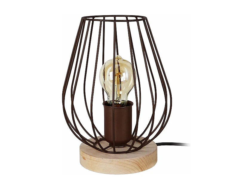 Lampe de chevet filaire bois  bois marron 25 cm.