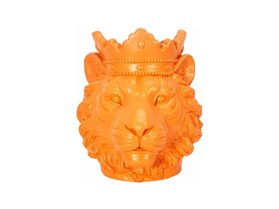 Statue & Porte-Plante Déco "Lion" 35cm Orange