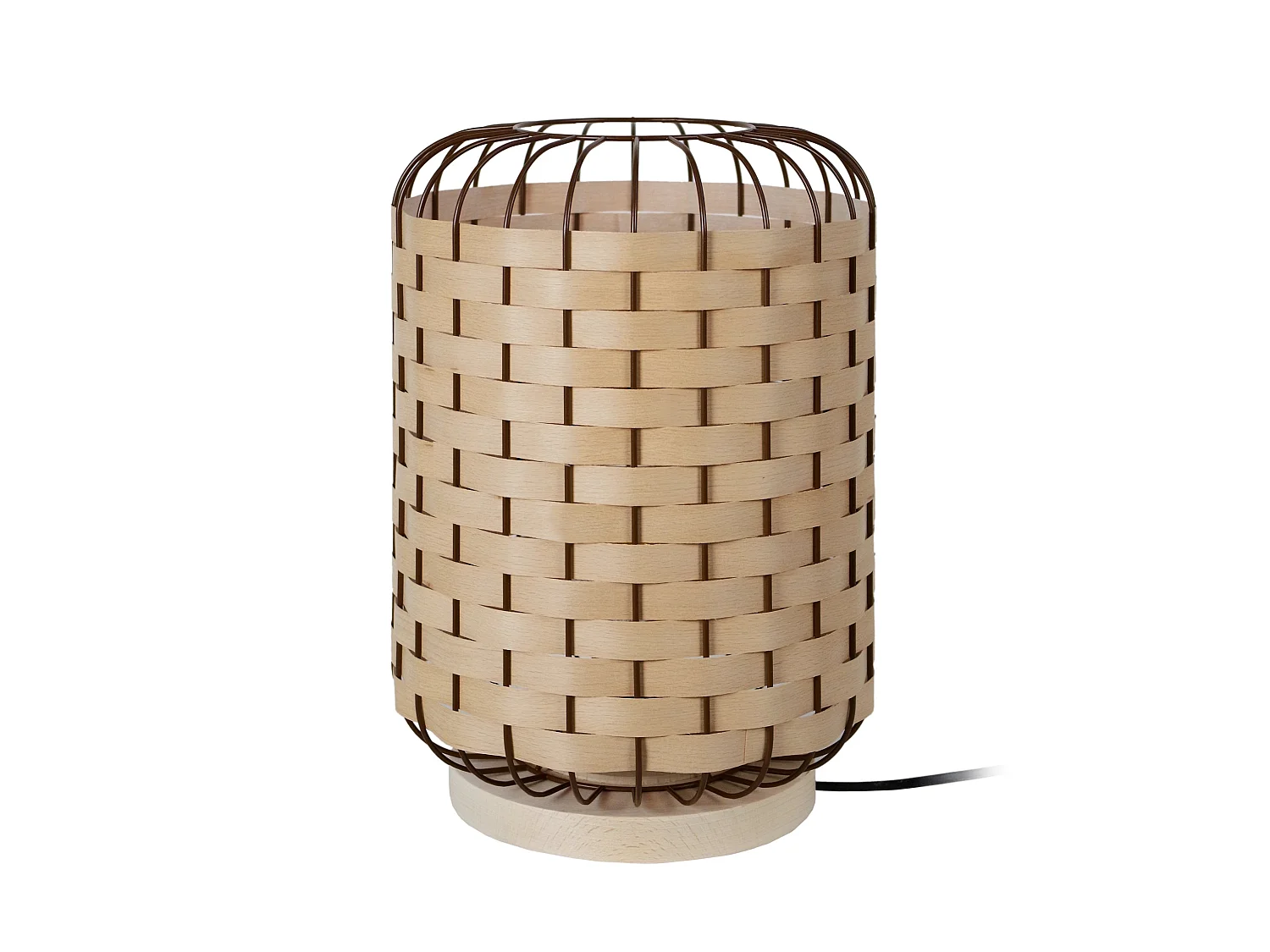 TRESSÉ-MINDAT - Lampe a poser cylindrique bois bois naturel marron et bois de hêtre