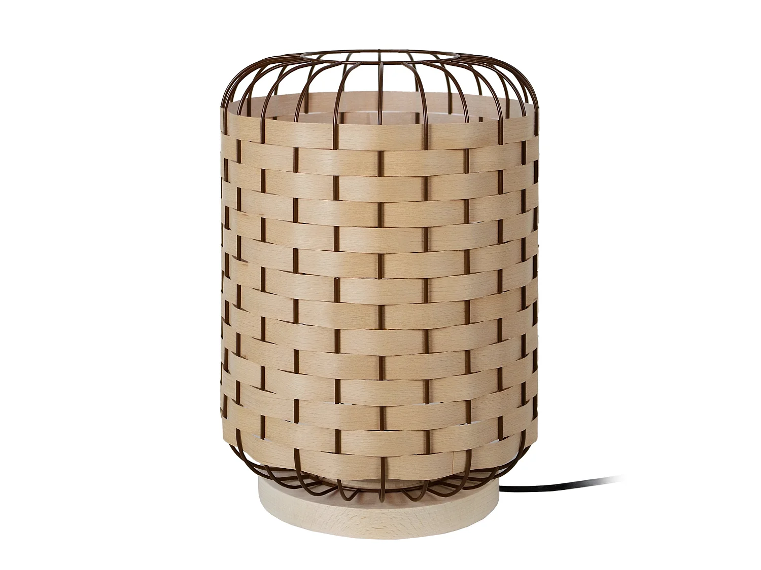 TRESSÉ-MINDAT - Lampe a poser cylindrique bois bois naturel marron et bois de hêtre