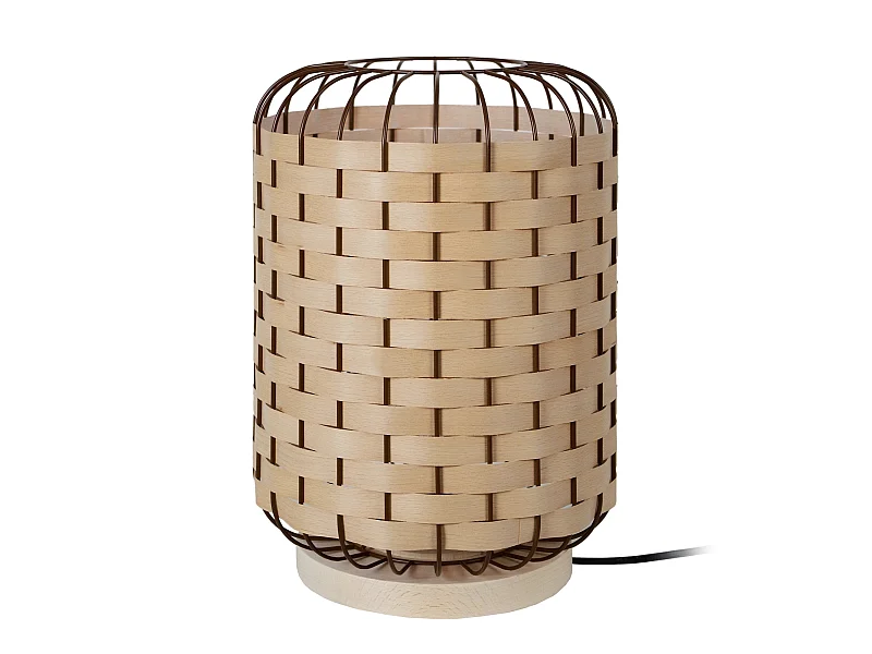 TRESSÉ-MINDAT - Lampe a poser cylindrique bois bois naturel marron et bois de hêtre