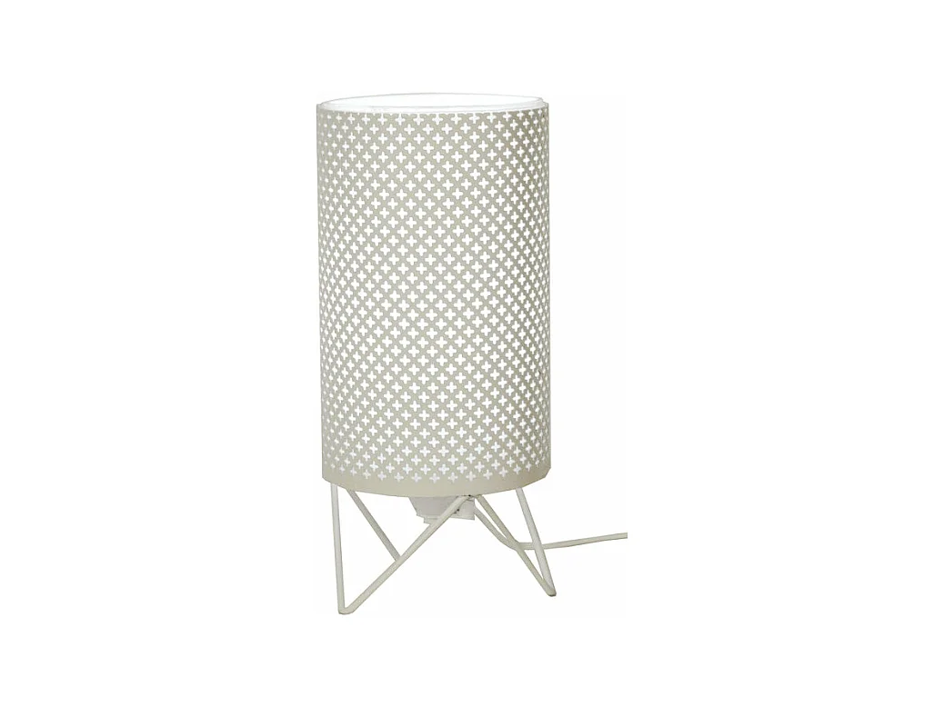Lampe de chevet tcylindre métal  ivoire 27 cm.
