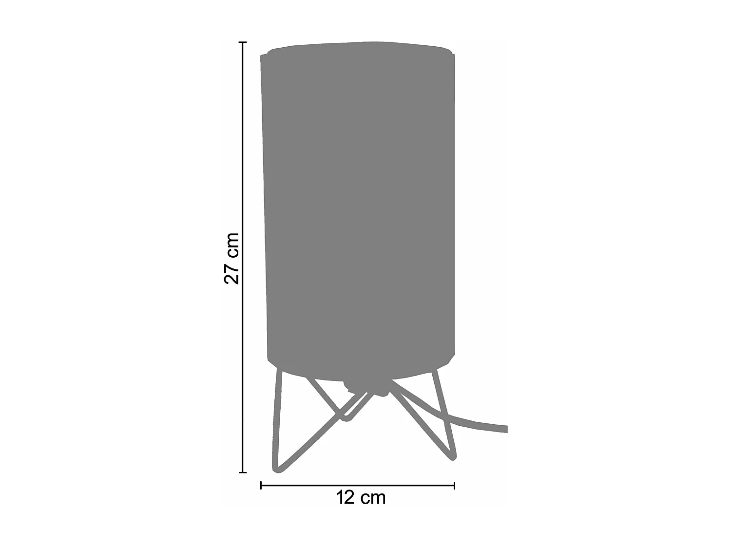 Lampe de chevet tcylindre métal  ivoire 27 cm.