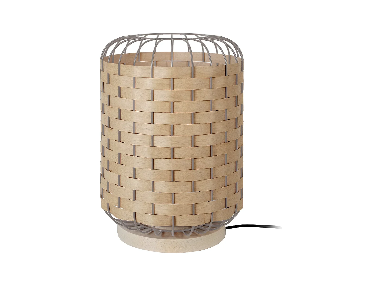 Lampe a Poser TOSEL ,bois,Gris ,H40xD26xP 26cm