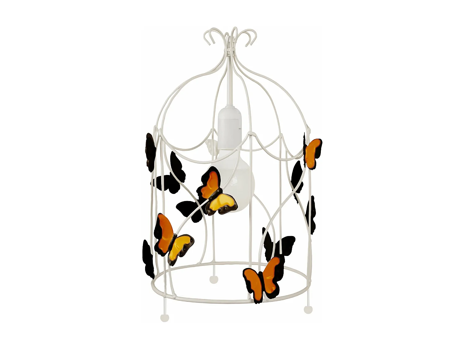 Lampe de chevet colonne métal  blanc, marron 33 cm.