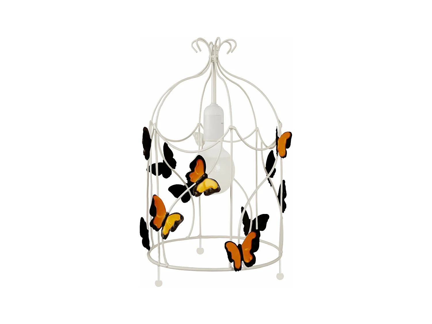 Lampe de chevet colonne métal  blanc, marron 33 cm.