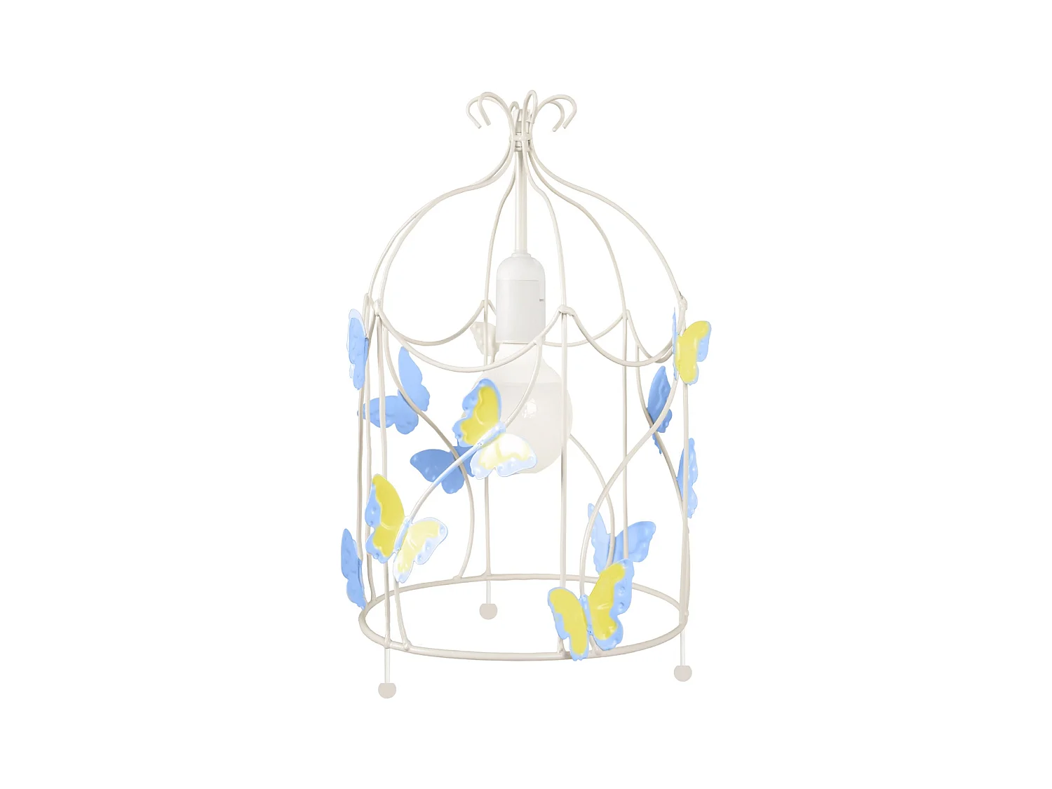 Lampe de chevet colonne métal bleu jaune 33 cm.