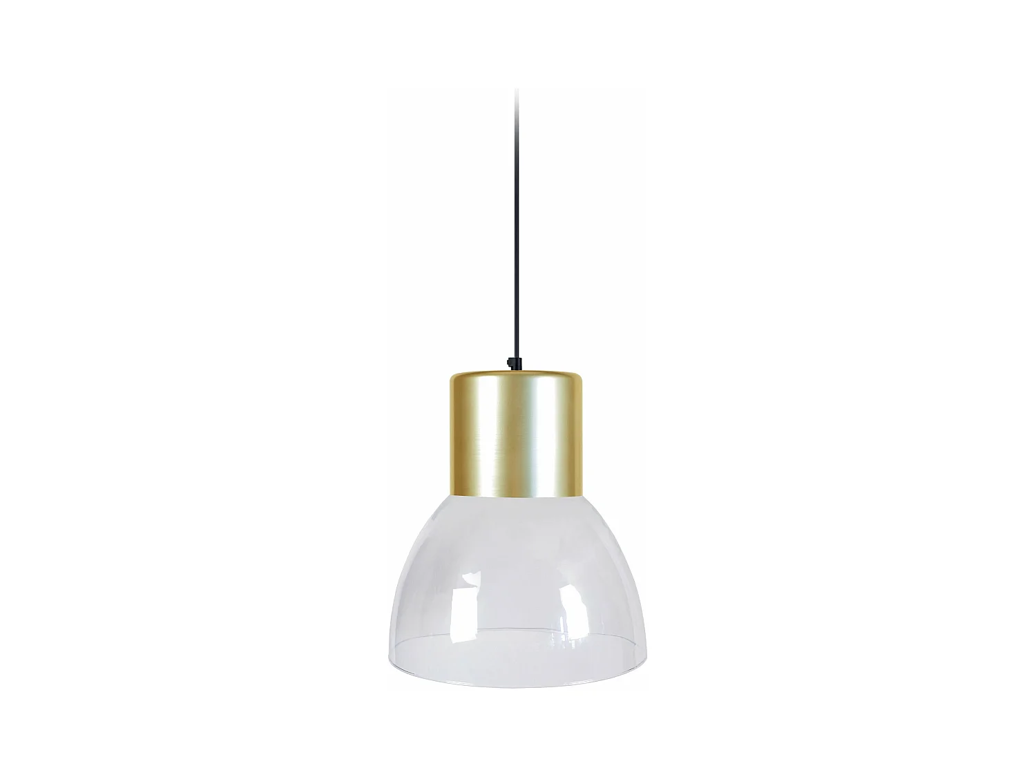 Suspension cloche verre  doré 92 cm.