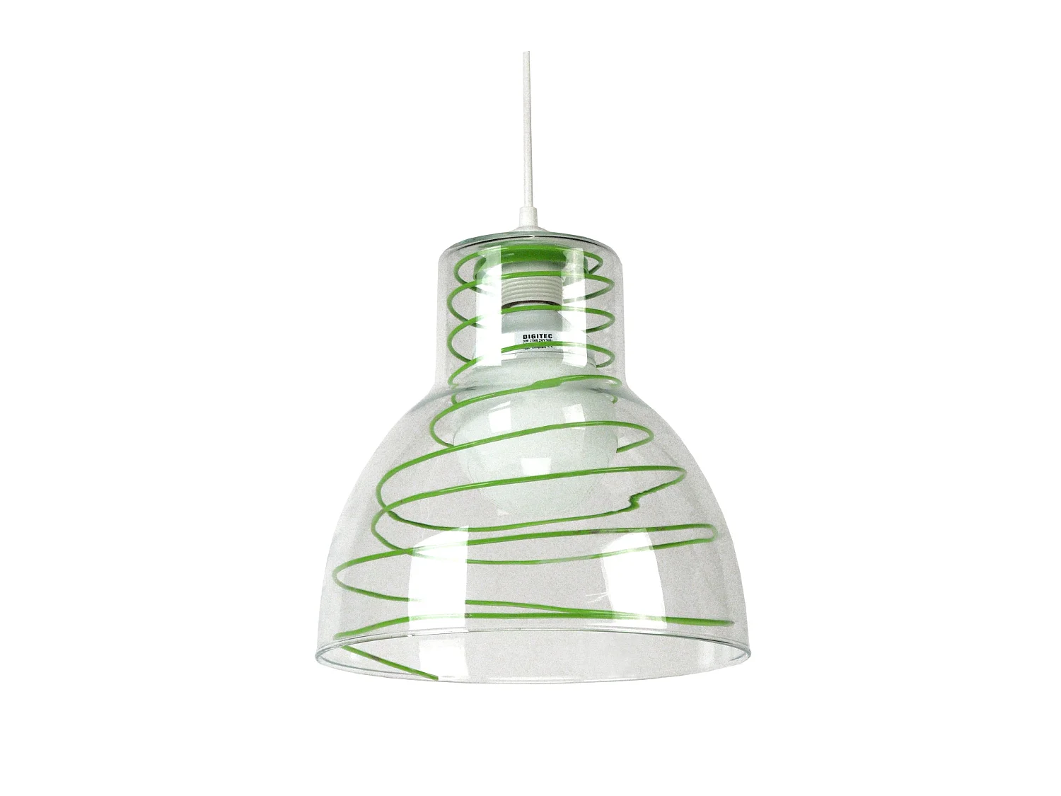 CLOCHE VERRE METAL - Suspension dôme verre vert