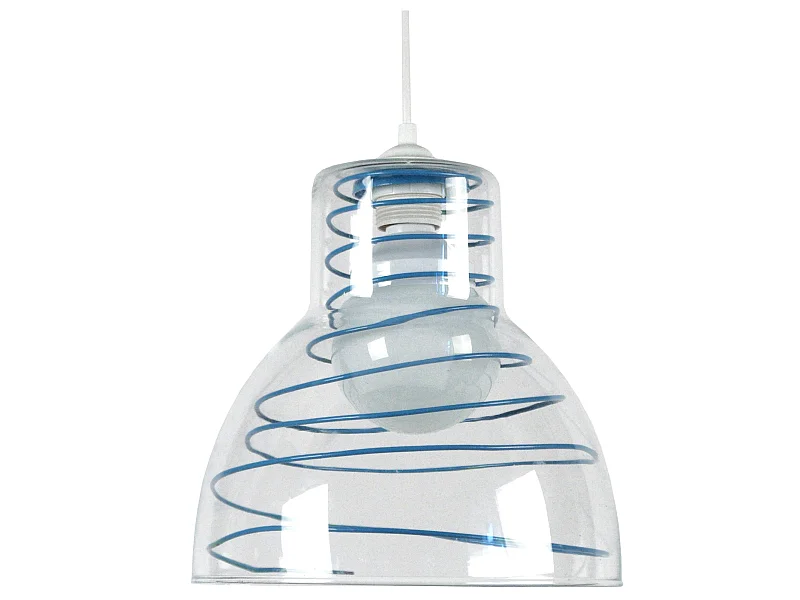 Suspensão TOSEL  CLOCHE verreMETAL vidro cúpula azul D25 x  H85  cm