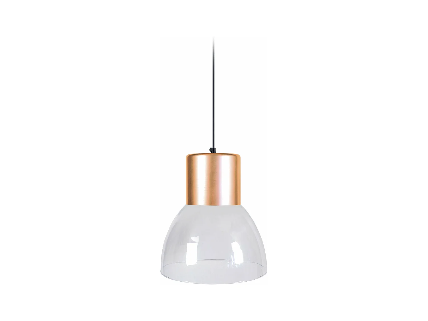 Suspension cloche verre  cuivre 92 cm.