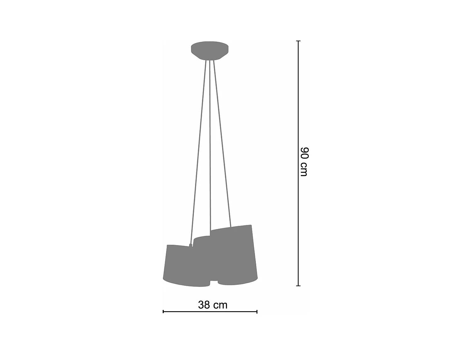 Lustre 3 suspensions grappe abat-jours blanc,beige, taupe 90 cm.
