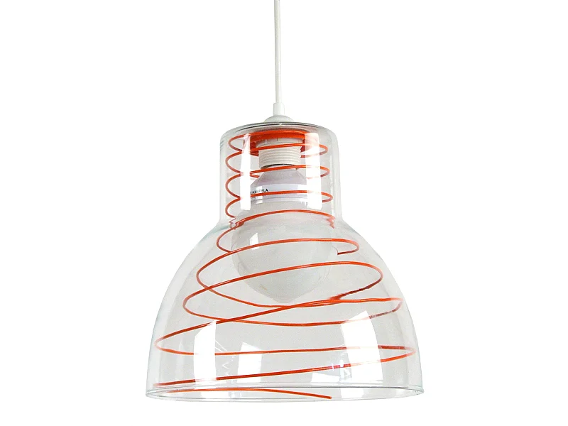 Suspensão TOSEL  CLOCHE verreMETAL vidro cúpula laranja D25 x  H85  cm