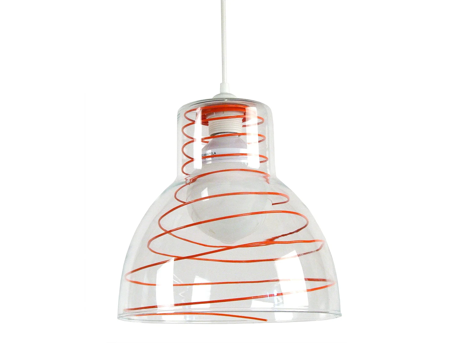 Suspensão TOSEL  CLOCHE verreMETAL vidro cúpula laranja D25 x  H85  cm