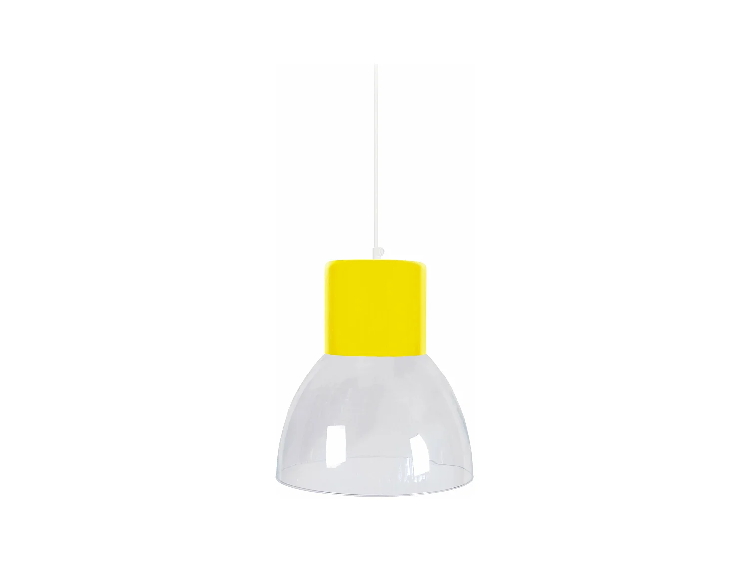 Suspension dôme verre  jaune,blanc 92 cm.