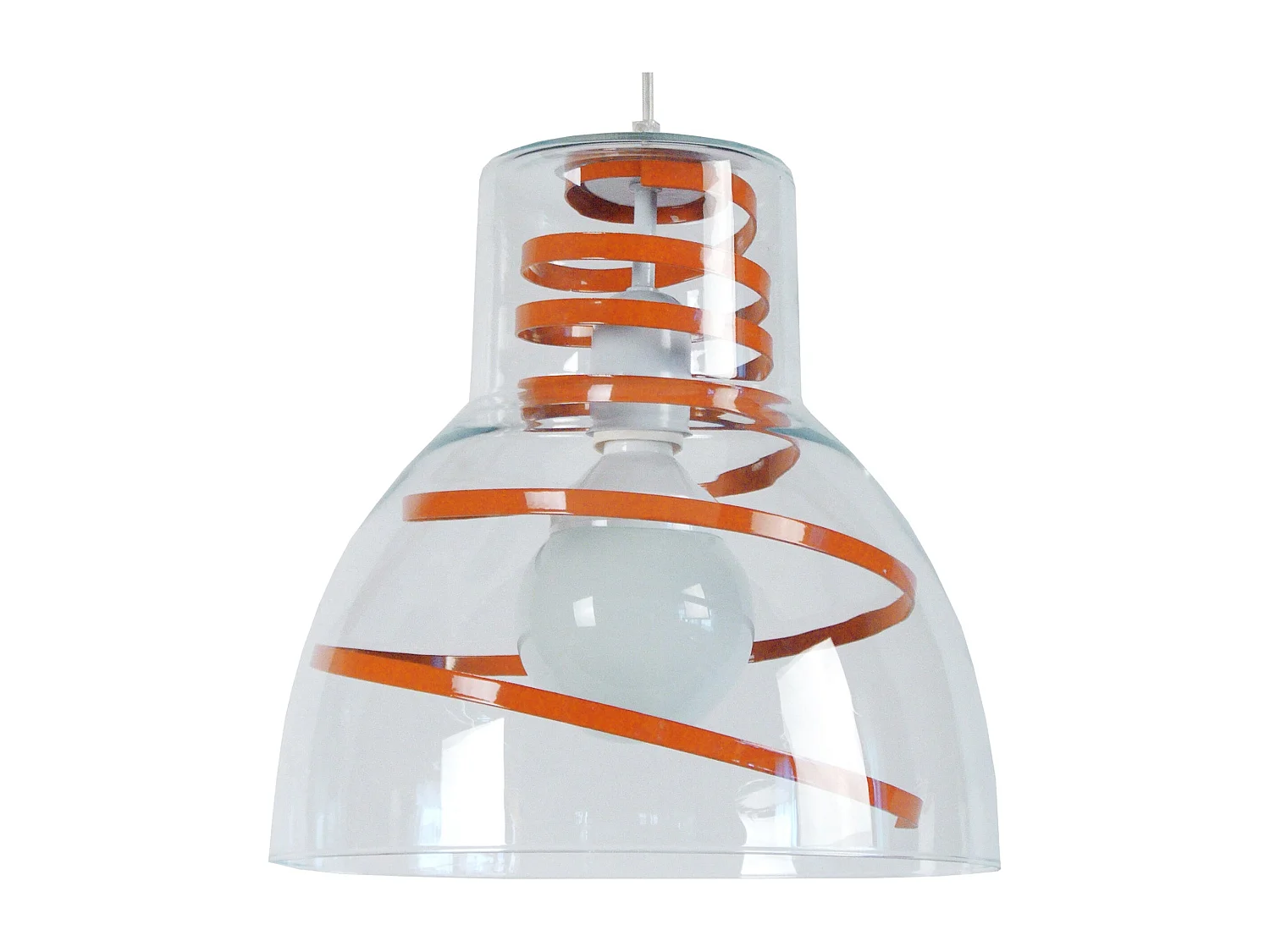 Suspensão TOSEL  CLOCHE verreMETAL vidro cúpula laranja D30 x  H90  cm