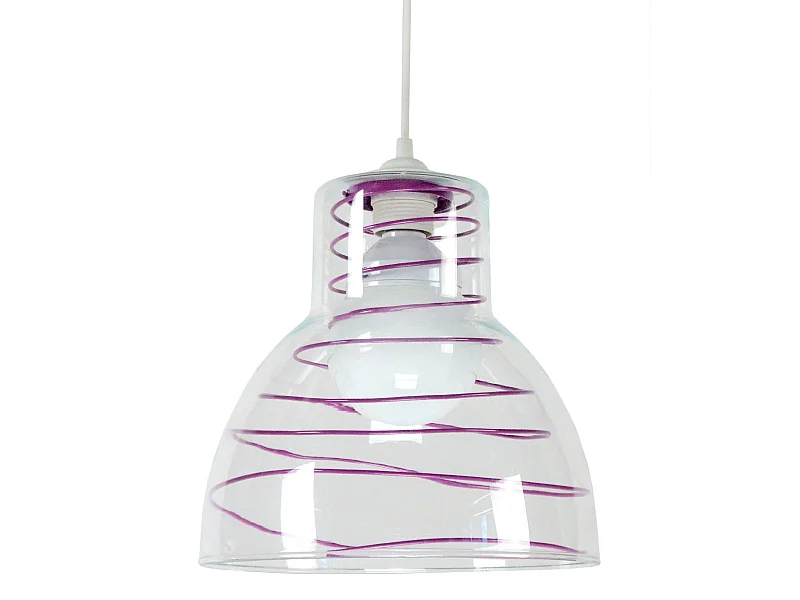 Suspensão TOSEL  CLOCHE verreMETAL vidro cúpula roxo D25 x  H85  cm