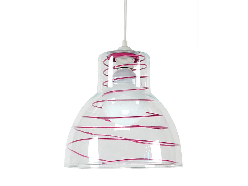 Suspensão TOSEL  CLOCHE verreMETAL vidro cúpula rosa D25 x  H85  cm