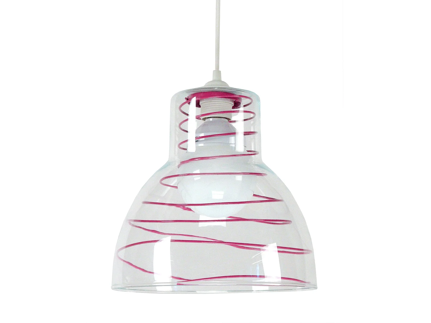 Suspensão TOSEL  CLOCHE verreMETAL vidro cúpula rosa D25 x  H85  cm