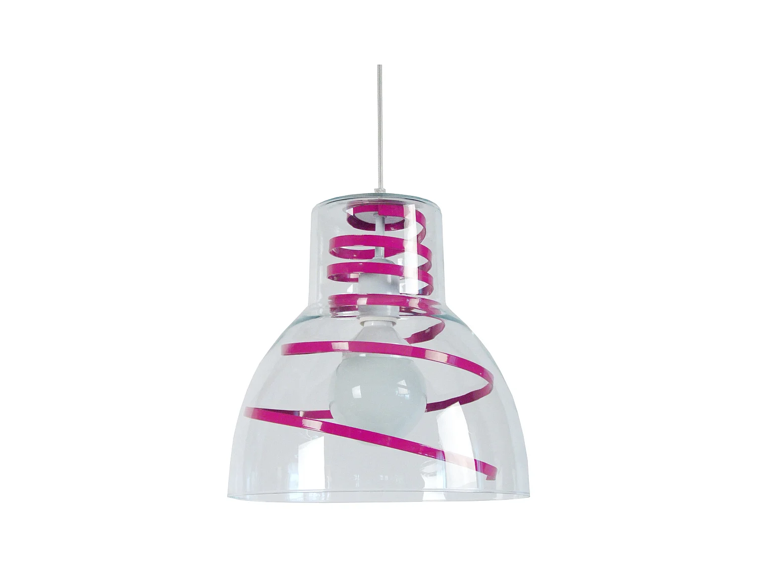 Suspension TOSEL ,verre,Rose ,H90xD 30xP30cm