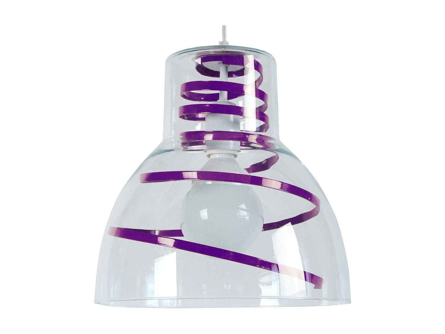 Suspensión  TOSEL ,vidrio,violeta ,A90xD30xP30cm