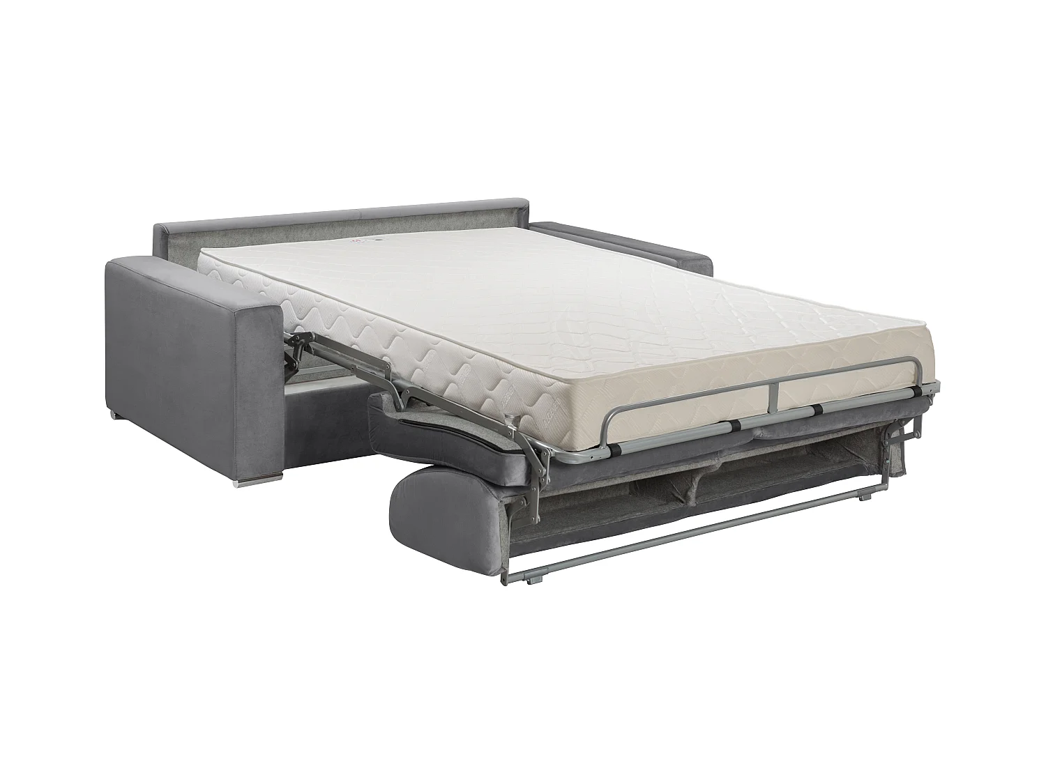 Canapé 3 places convertible express en velours anthracite - Couchage lattes larges 140 cm - Matelas 18 cm CALITO