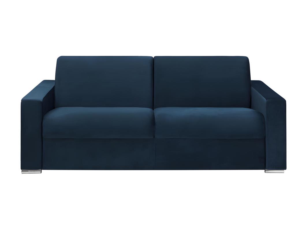 Divano letto 4 posti a ribalta in velluto Blu notte - Larghezza Materasso 160 cm - Spessore 14 cm - CALITO