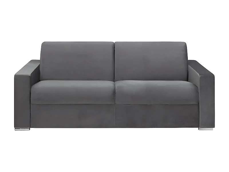 Sofá-cama de 4 lugares abertura rápida de veludo Cinzento escuro - Cama de 160 cm e Colchão de 14 cm - CALITO
