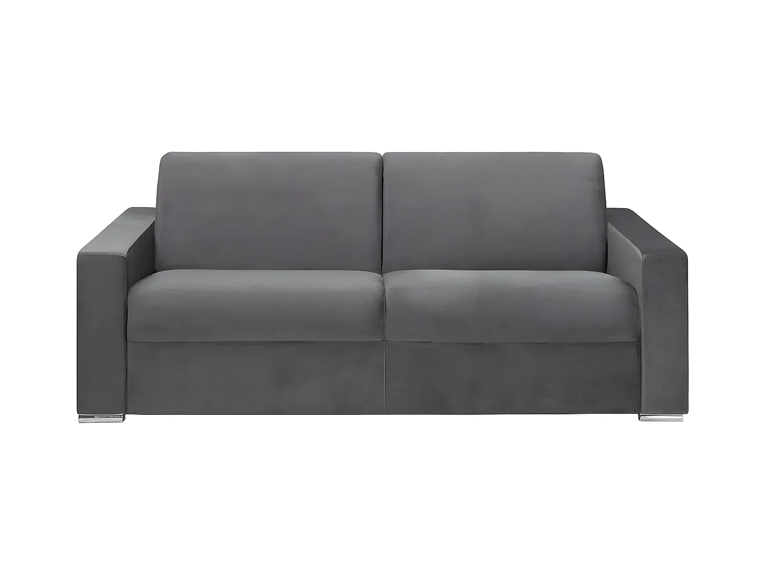 Vierzits express bedbank van fluweel CALITO - Antraciet - tweepersoonsbed 160 cm - Matras 14 cm