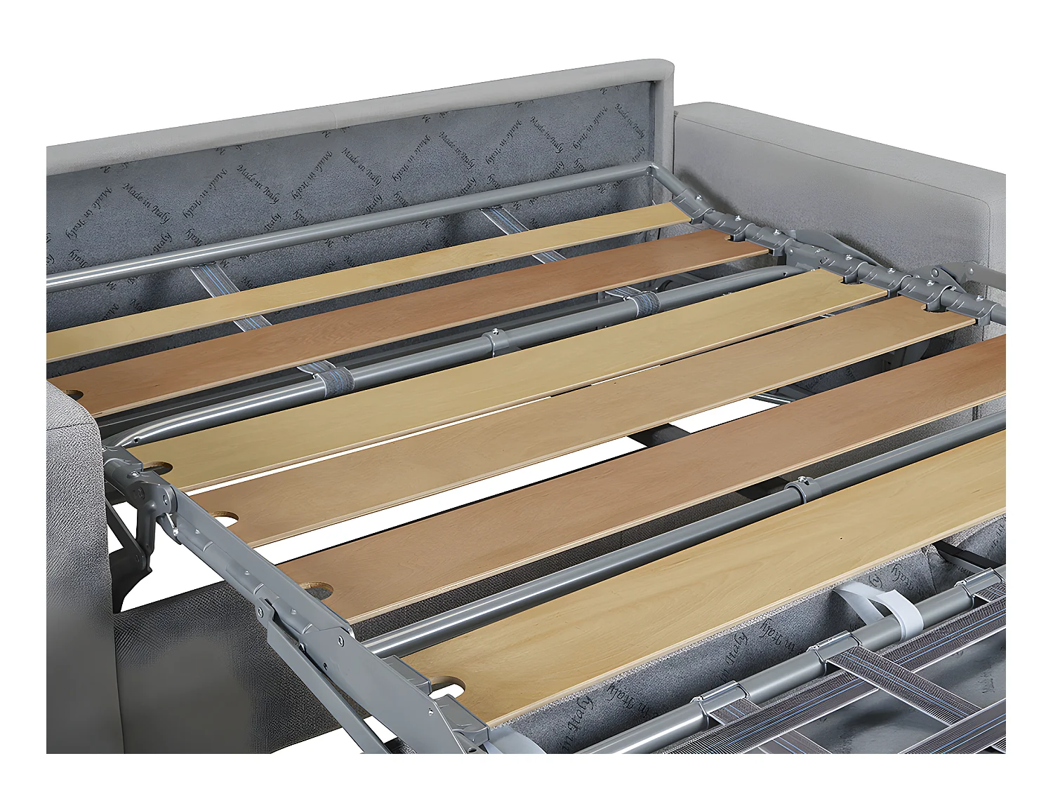 4-seters sovesofaen express i antrasitt fløyel - Med brede spiler 160 cm - 14 cm madrass CALITO