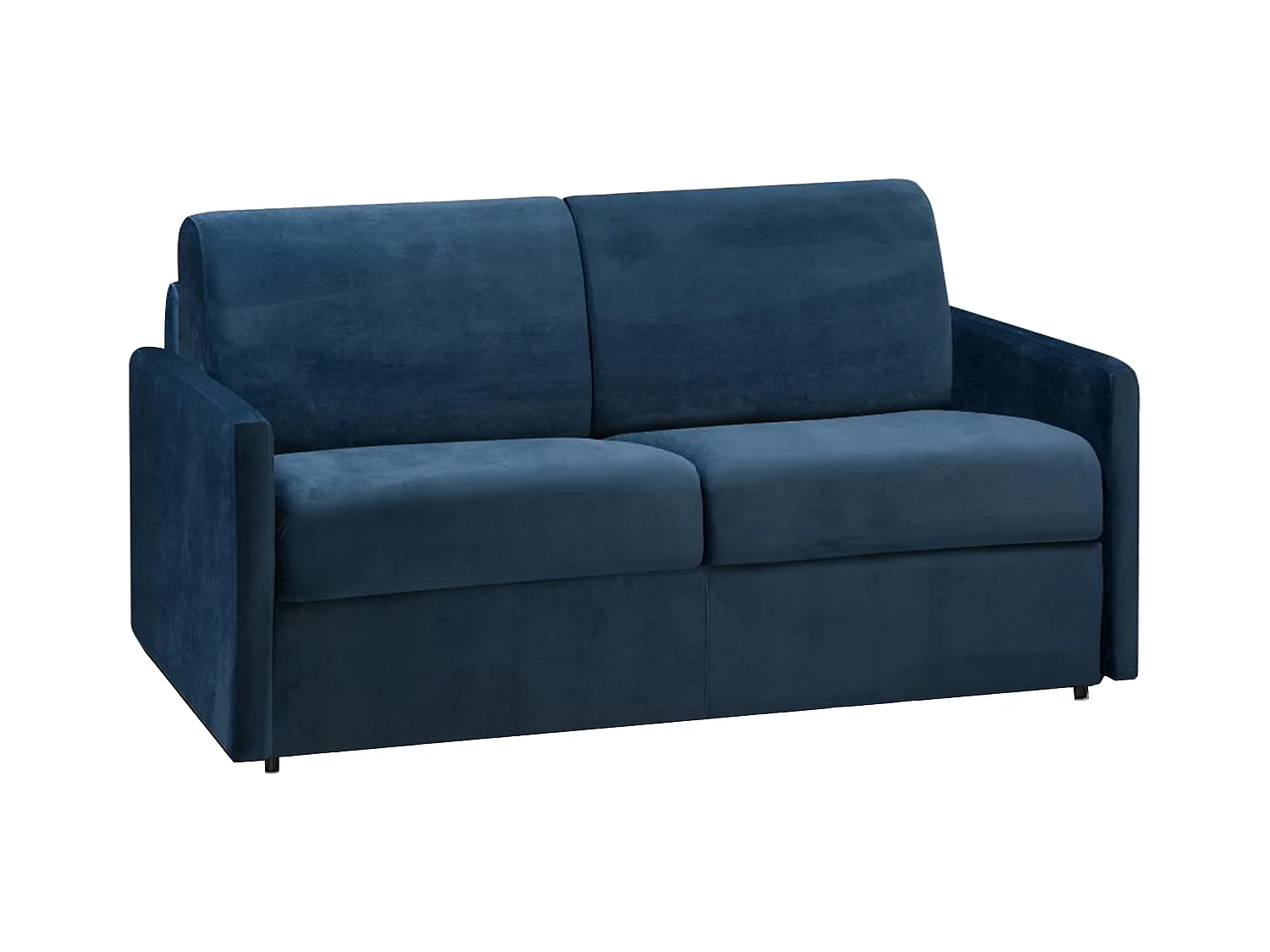 Canapé 2 places convertible express en velours bleu nuit - Couchage 120 cm - Matelas 14 cm CALIFE