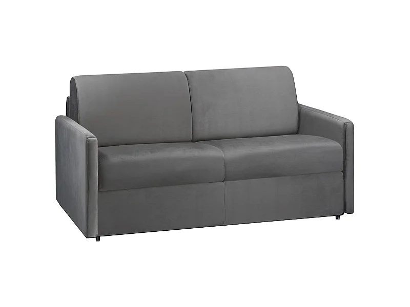 Sofá-cama de 2 lugares abertura rápida de veludo Cinzento escuro - Cama de 120 cm e Colchão de 14 cm - CALIFE