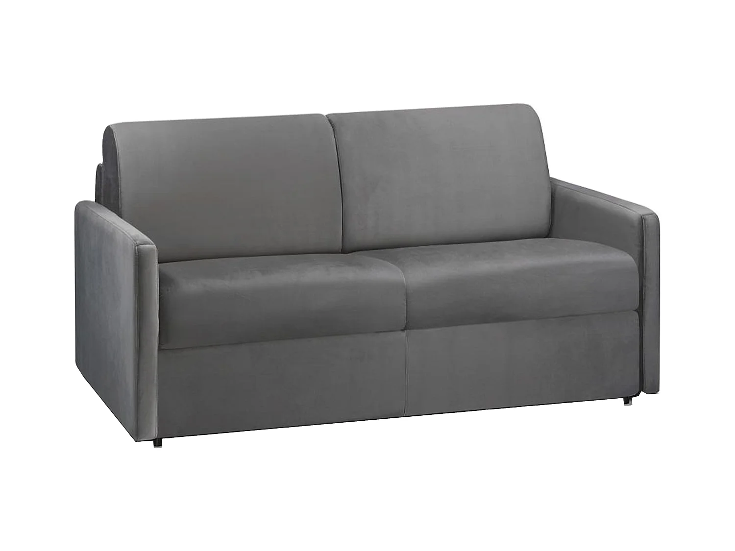 Canapé 2 places convertible express en velours gris anthracite  - Couchage 120 cm - Matelas 18 cm CALIFE
