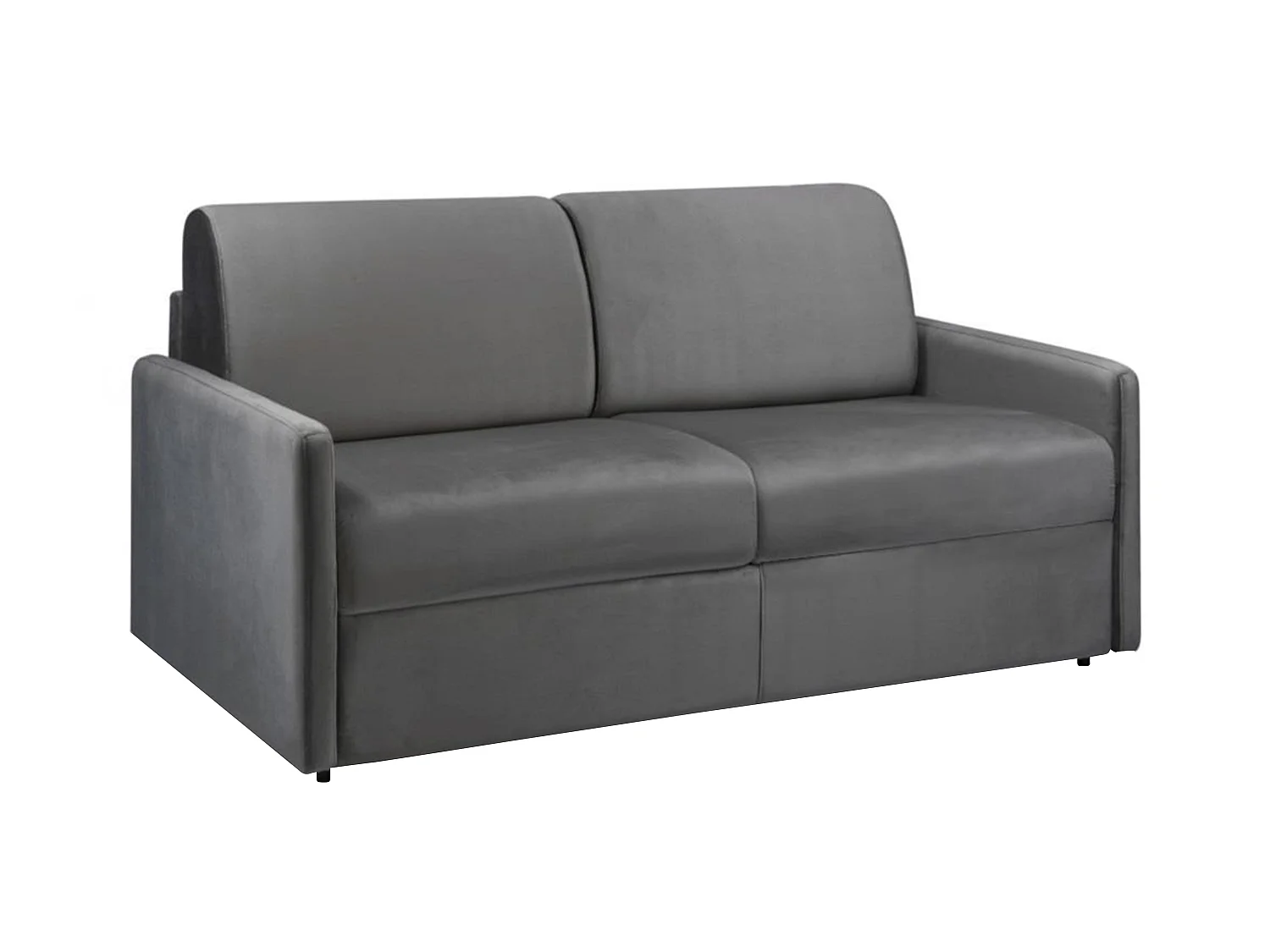 Sofá-cama de 3 plazas con apertura exprés de terciopelo CALIFE - Antracita - Cama de 140  cm - Colchón de 14 cm