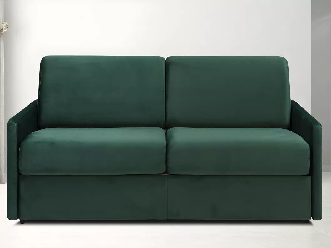 Kauf Unique Schlafsofa 3-Sitzer - Liegefläche: 140 cm - Matratzenhöhe: 18 cm - Samt - Tannengrün - CALIFE