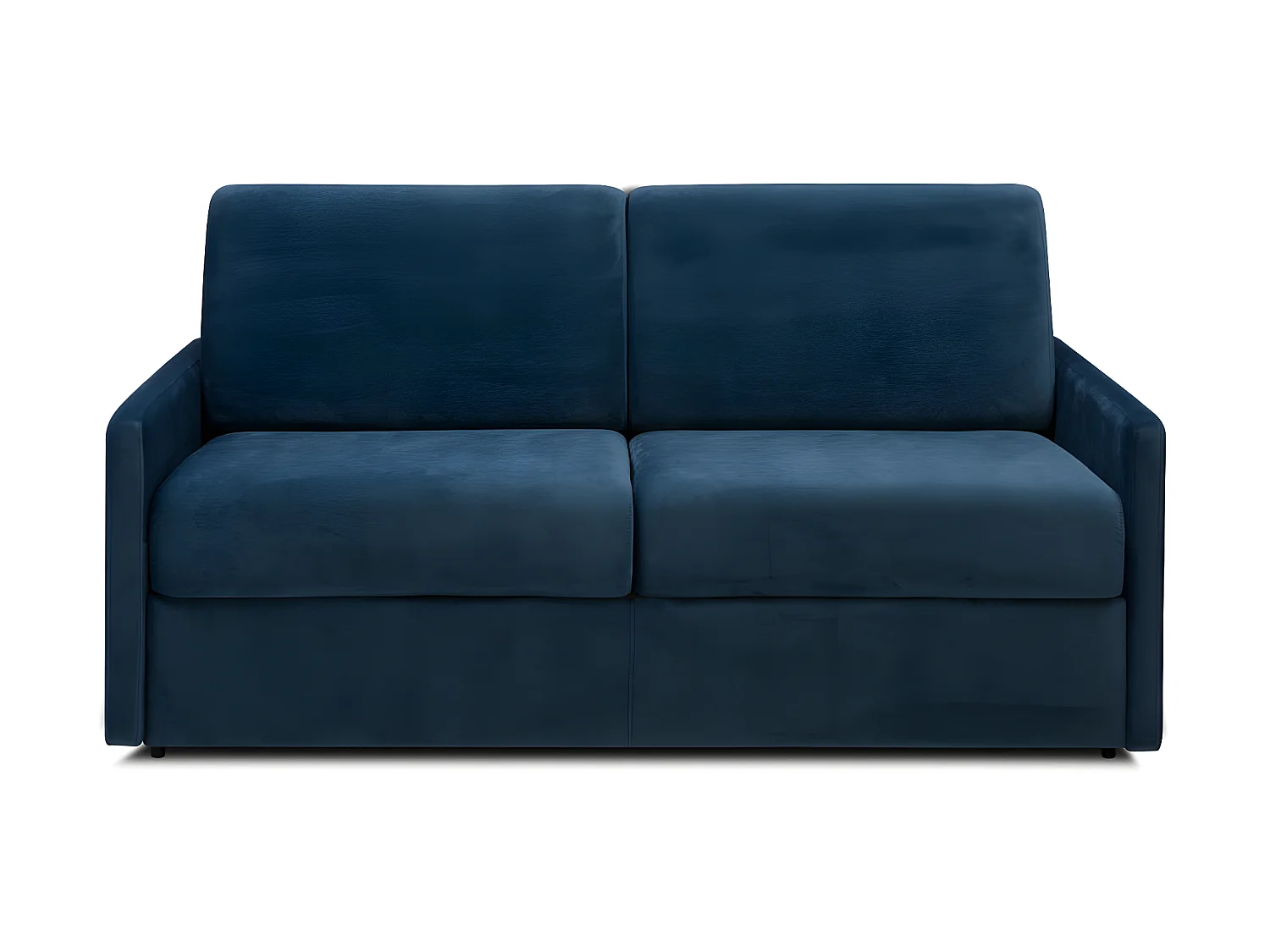 Canapé 3 places convertible express en velours bleu nuit - Couchage 140 cm - Matelas 18 cm CALIFE