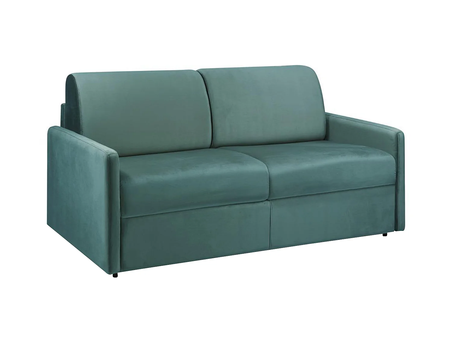 Driezits express bedbank van fluweel CALIFE - Muntgroen - tweepersoonsbed 140 cm - Matras 18 cm