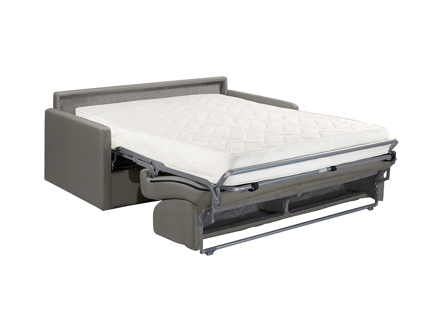 Sofá-cama de 3 plazas con apertura exprés de terciopelo CALIFE - Antracita - Cama de 140  cm - Colchón de 18 cm